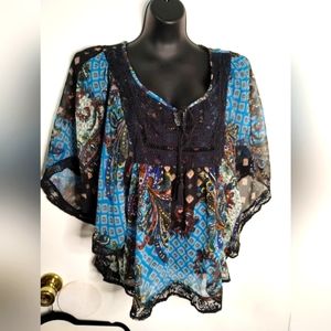 RXB Boho Blue‎ Top Sheer Size Women's Size Medium